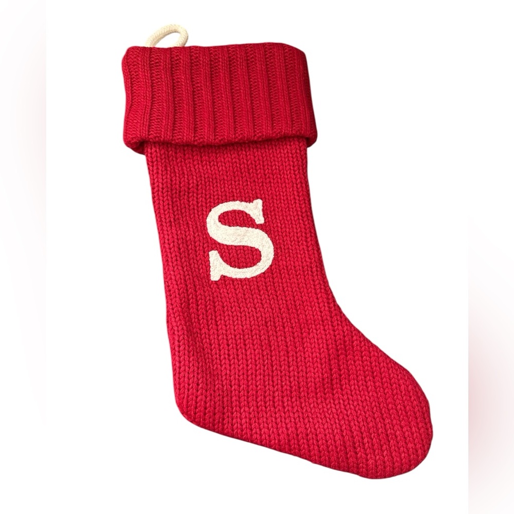 Wondershop Christmas Stocking 20" Knit Monogram Red Embroidered “S” New no tag
